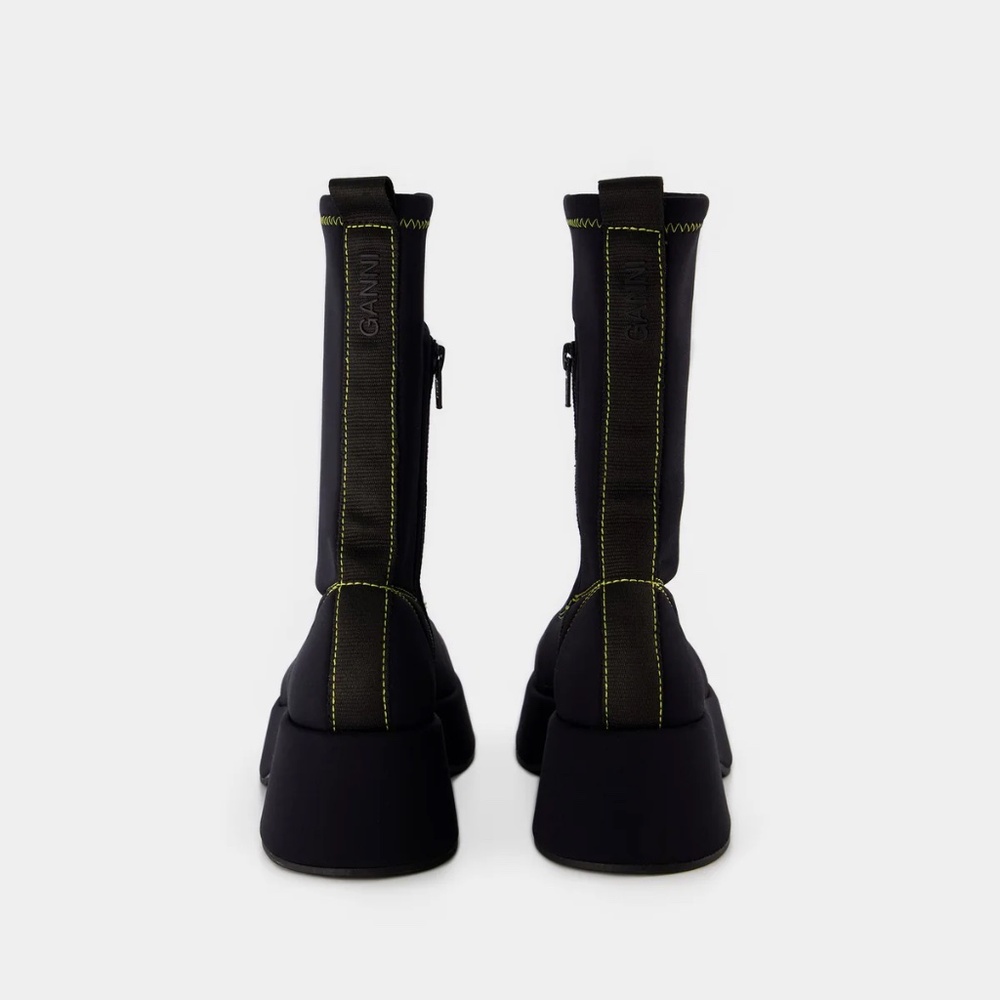 Black Ganni Platform Ankle Boot 7 - Picture 2 of 8